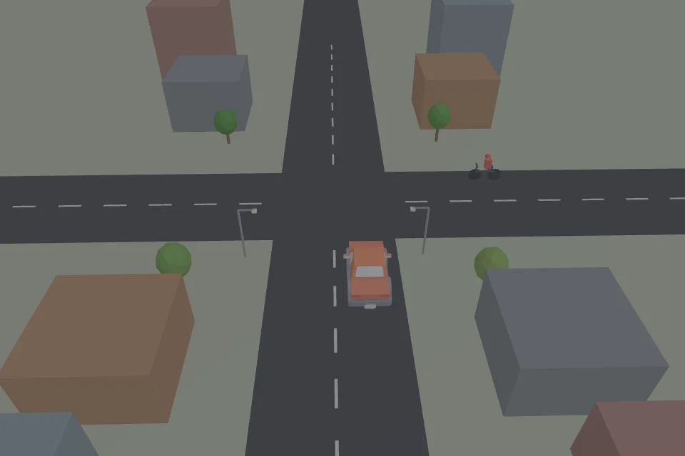 Voorbeeld van een gegenereerde oefensituatie: fietser van rechts: moet je voorrang verlenen?