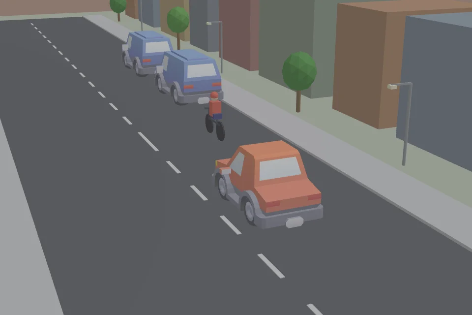 Voorbeeld van een gegenereerde oefensituatie: een fietser inhalen: hoeveel ruimte?