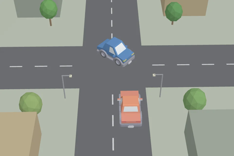 Voorbeeld van een gegenereerde oefensituatie: linksaf slaan met een tegenligger