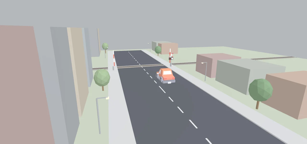 Voorbeeld van een gegenereerde oefensituatie: overweg: wat betekent een wit knipperlicht?